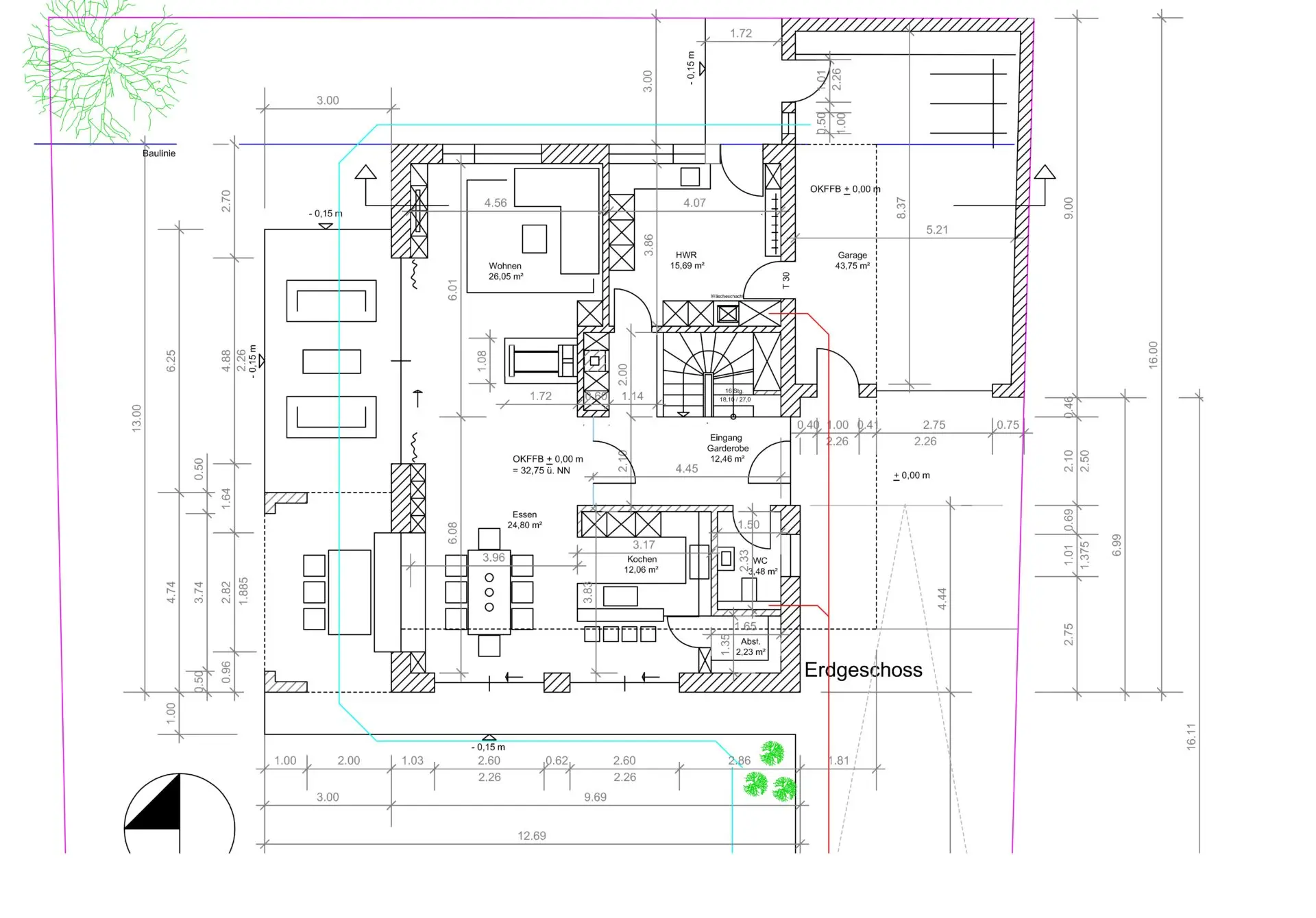 individuelles Fertighaus, Grundriss EG