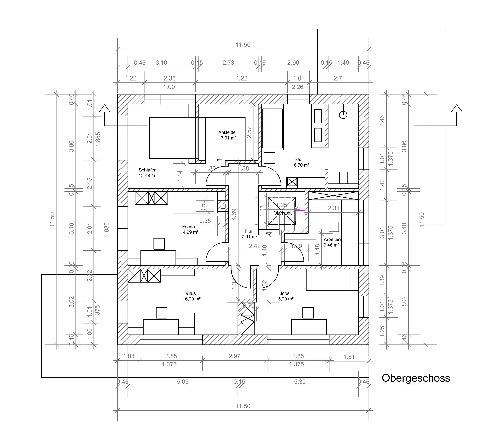 individuelles Fertighaus, Grundriss OG